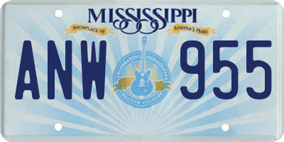 MS license plate ANW955
