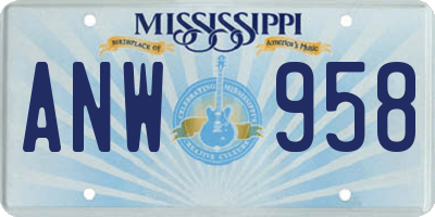 MS license plate ANW958
