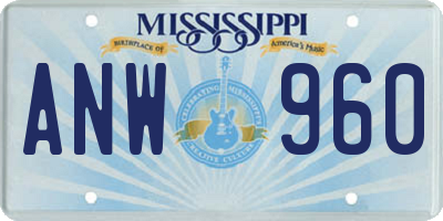 MS license plate ANW960