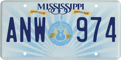 MS license plate ANW974