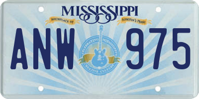 MS license plate ANW975