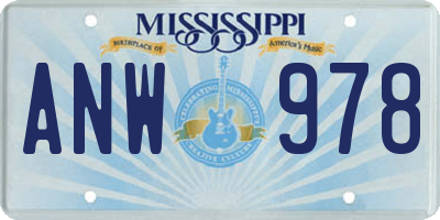 MS license plate ANW978