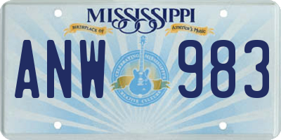 MS license plate ANW983