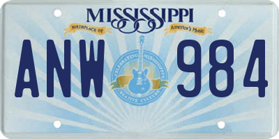 MS license plate ANW984