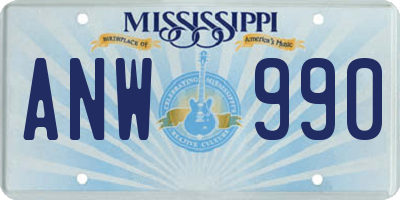 MS license plate ANW990