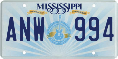 MS license plate ANW994