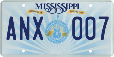 MS license plate ANX007
