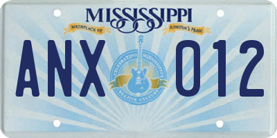 MS license plate ANX012