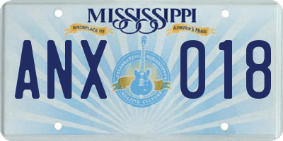 MS license plate ANX018
