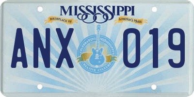 MS license plate ANX019