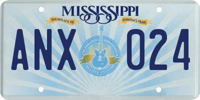 MS license plate ANX024