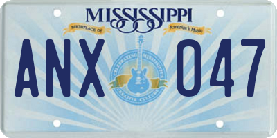 MS license plate ANX047