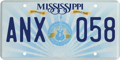 MS license plate ANX058