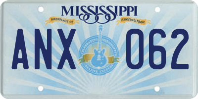 MS license plate ANX062