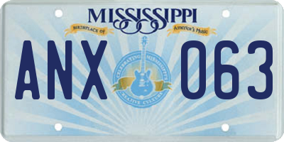 MS license plate ANX063