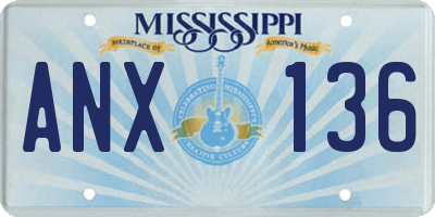 MS license plate ANX136