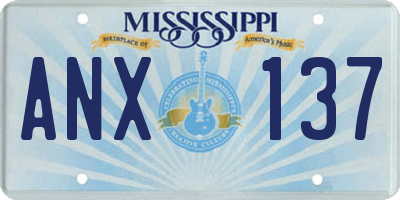 MS license plate ANX137