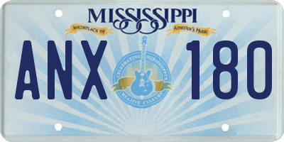 MS license plate ANX180