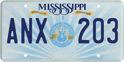 MS license plate ANX203