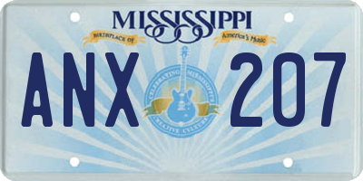 MS license plate ANX207