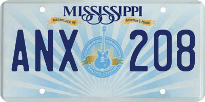 MS license plate ANX208