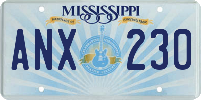 MS license plate ANX230