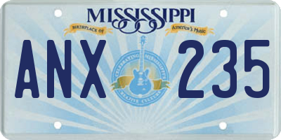 MS license plate ANX235