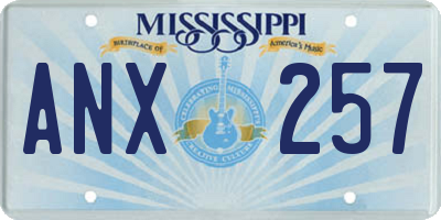 MS license plate ANX257