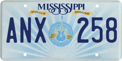MS license plate ANX258