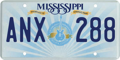 MS license plate ANX288