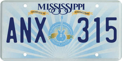 MS license plate ANX315