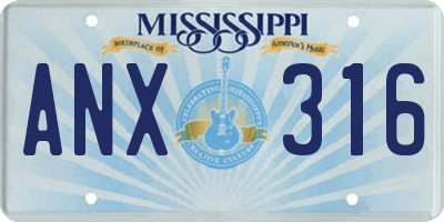 MS license plate ANX316