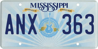 MS license plate ANX363
