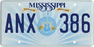 MS license plate ANX386