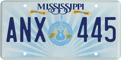 MS license plate ANX445