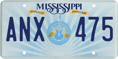 MS license plate ANX475