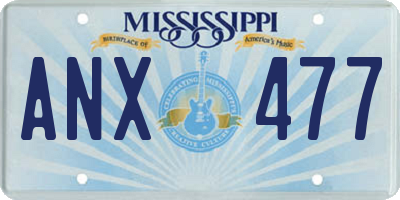 MS license plate ANX477