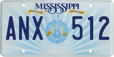 MS license plate ANX512