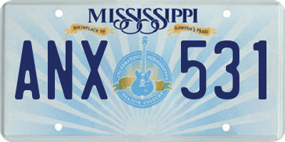 MS license plate ANX531