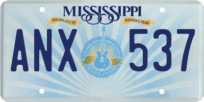 MS license plate ANX537