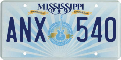 MS license plate ANX540