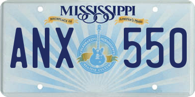 MS license plate ANX550