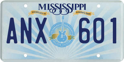 MS license plate ANX601