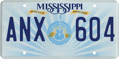 MS license plate ANX604