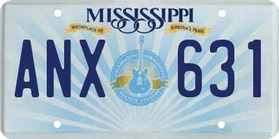 MS license plate ANX631