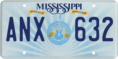 MS license plate ANX632