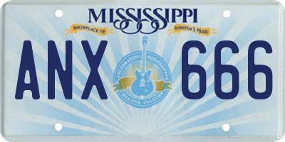 MS license plate ANX666