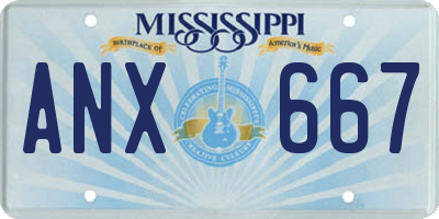 MS license plate ANX667