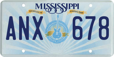 MS license plate ANX678