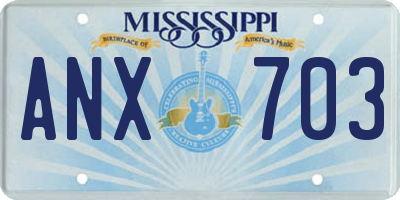 MS license plate ANX703
